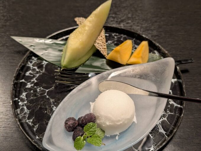 シャーベットと果物